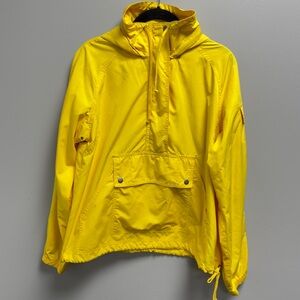 Old Navy Yellow Windbreaker Rain Jacket Women Medium Lightweight Hooded Pullover